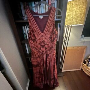 Pilcro Burgundy Patterned Maxi Dress